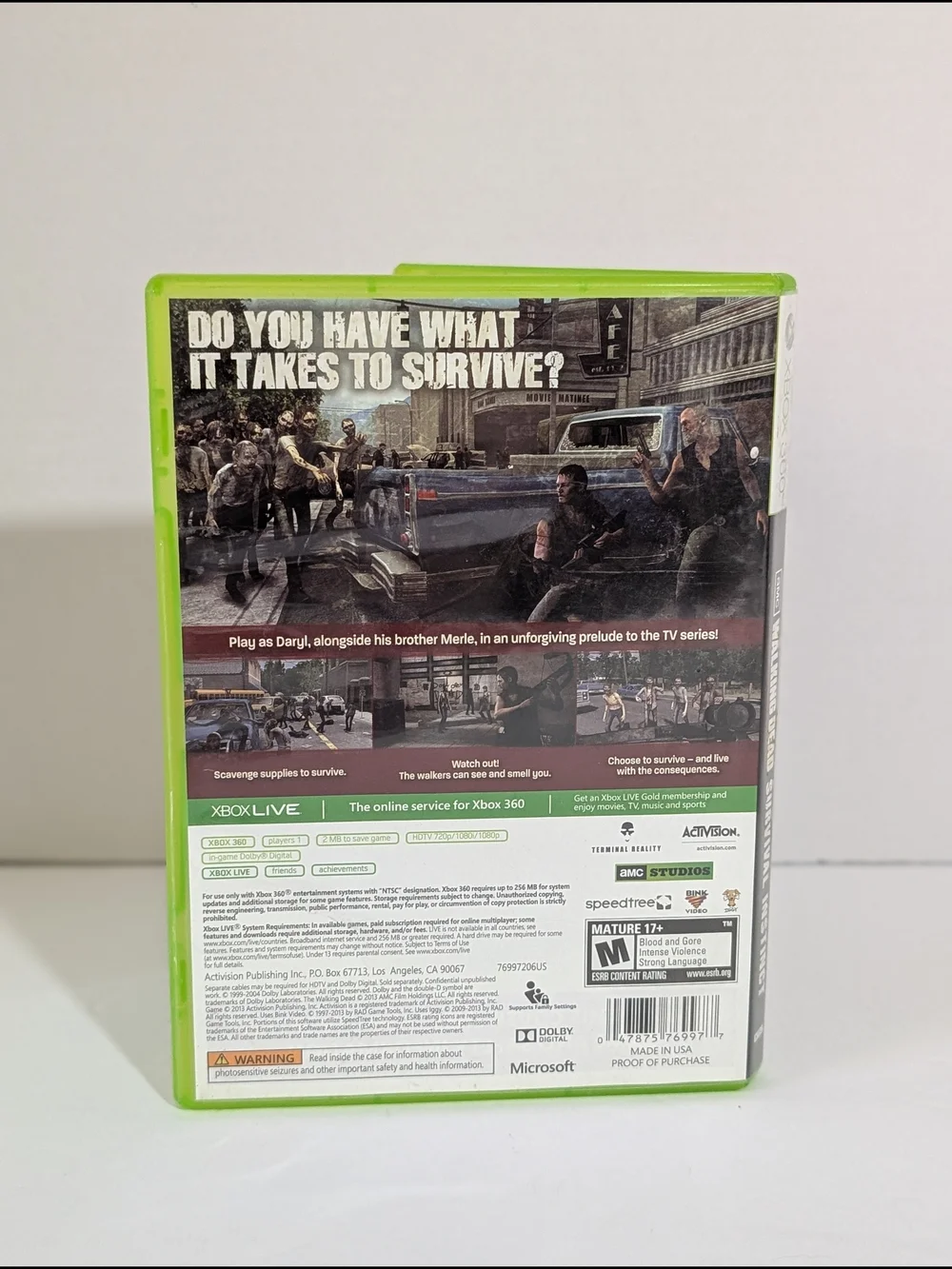 Microsoft Xbox 360 _ The Walking Dead: Survival Instinct _ No Manual